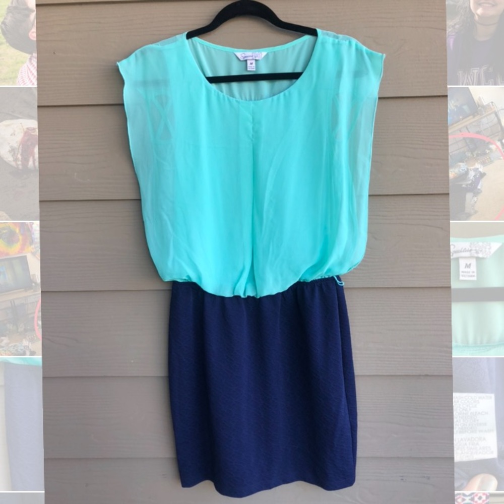 Two-Toned Blue Pencil Skirt Dress